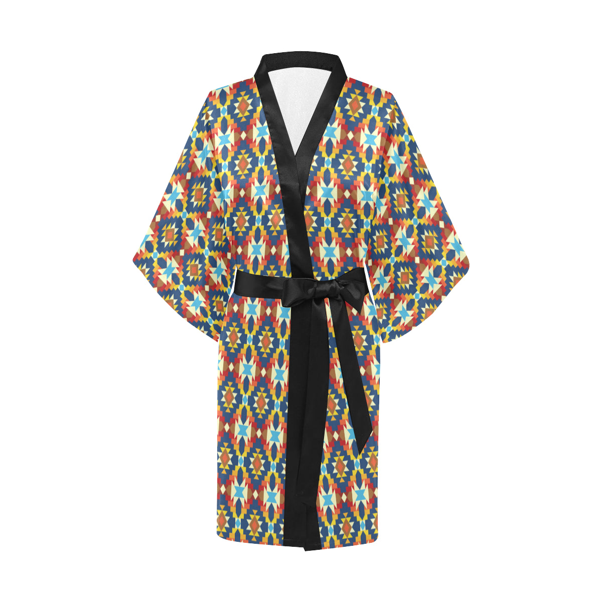 Aztec Pattern Print Design 01 Women's Short Kimono