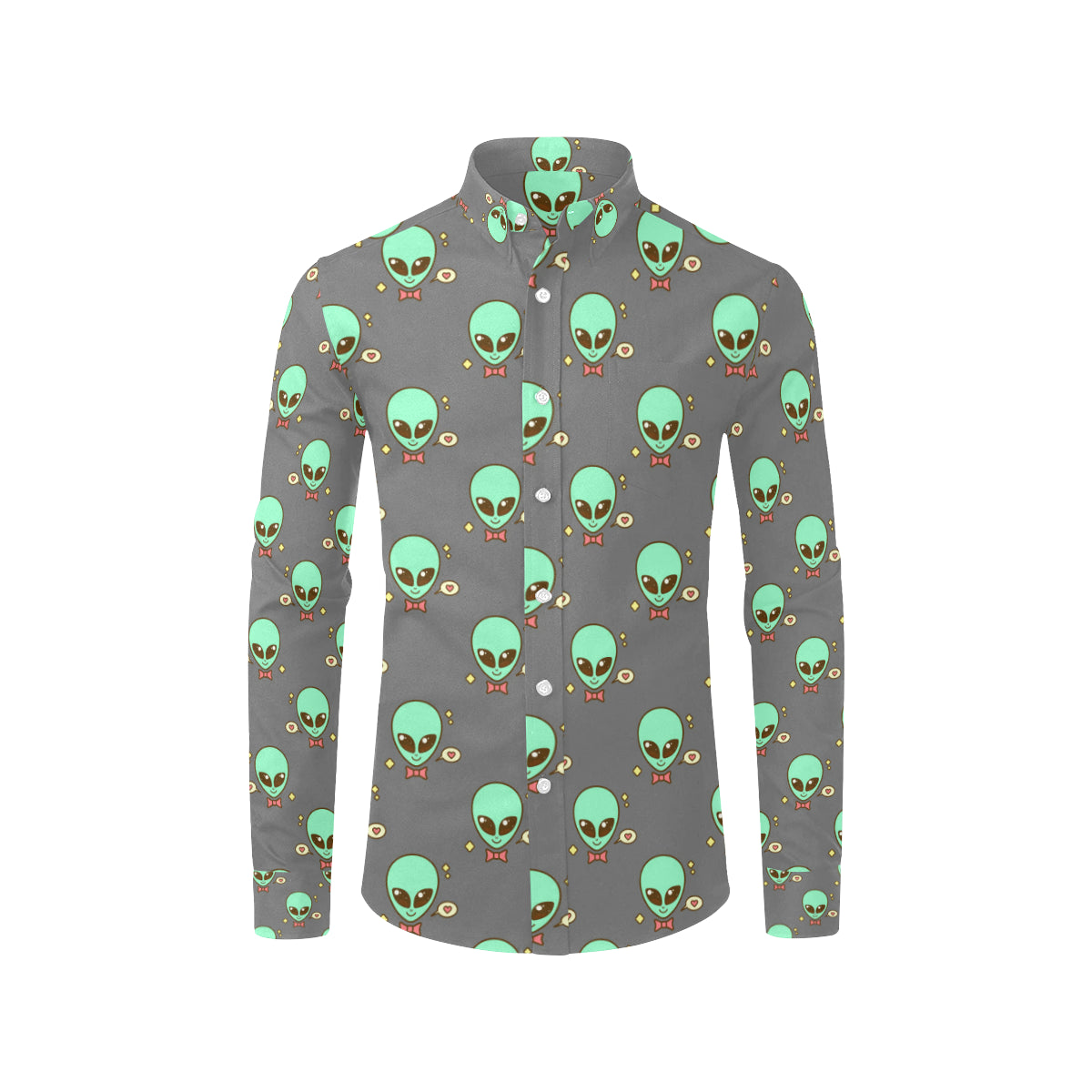 Alien Pattern Print Design 02 Men's Long Sleeve Shirt