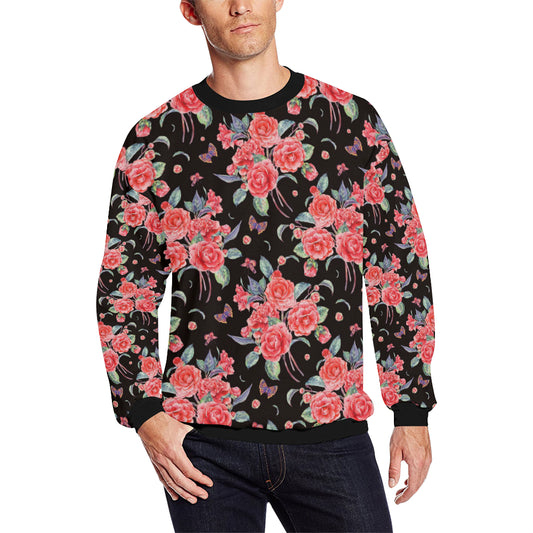 Camellia Pattern Print Design CM03 Men Long Sleeve Sweatshirt
