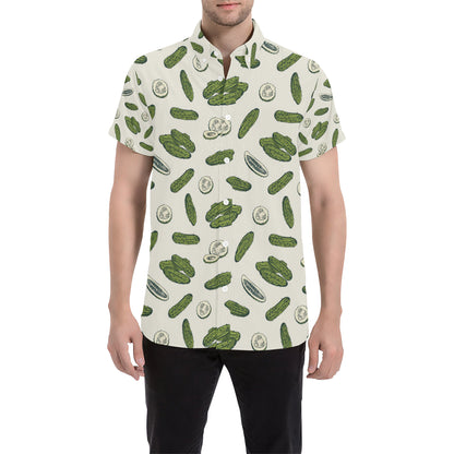 Cucumber Pattern Print Design CC05 Men's Short Sleeve Button Up Shirt