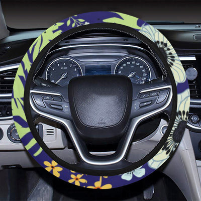 Anemone Pattern Print Design AM06 Steering Wheel Cover with Elastic Edge