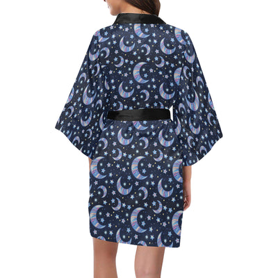 Celestial Moon Pattern Print Design 03 Women's Short Kimono