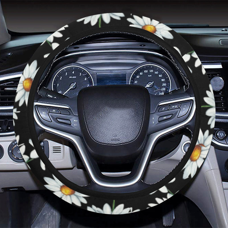 Daisy Print Pattern Steering Wheel Cover with Elastic Edge