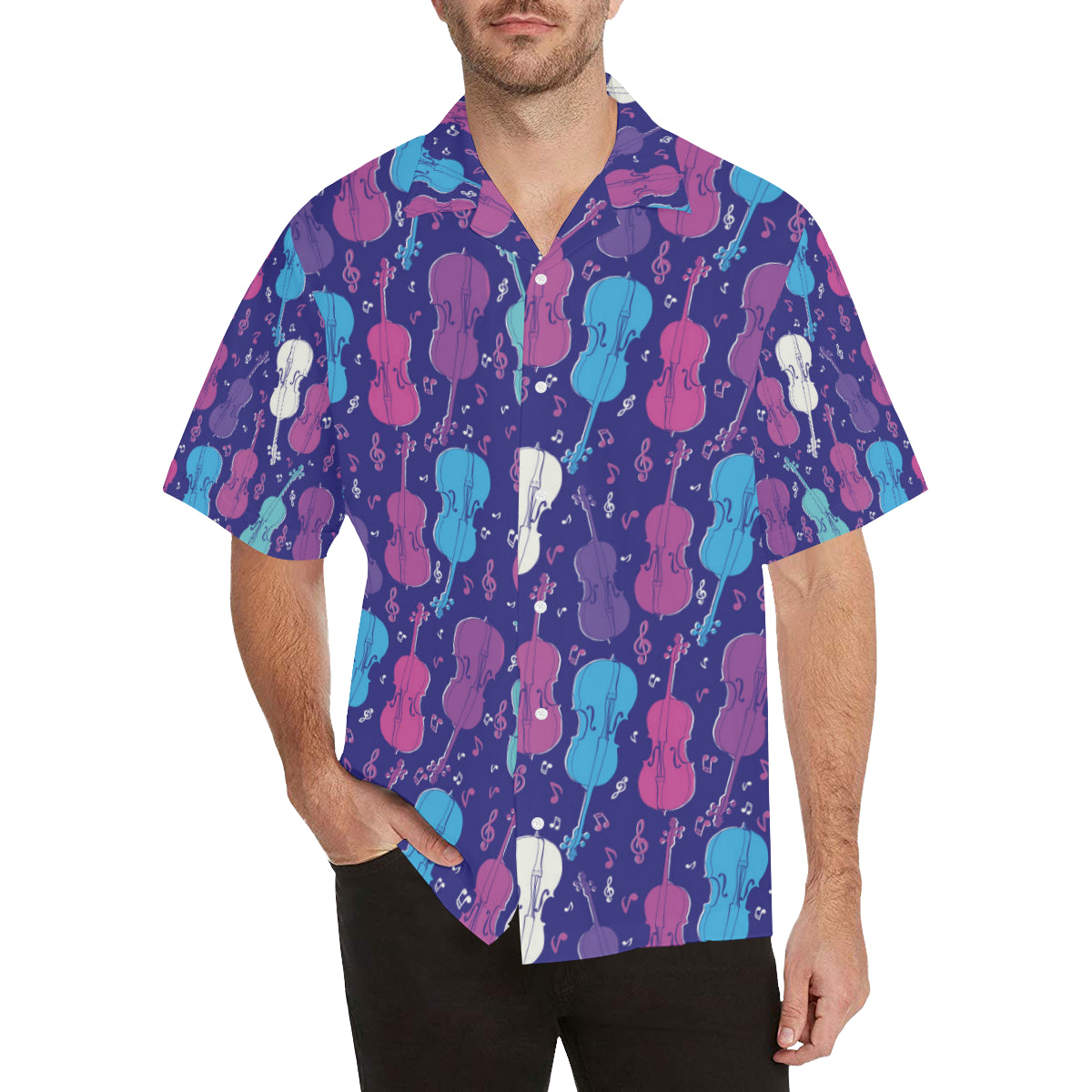 Cello Pattern Print Design 01 Men's Hawaiian Shirt