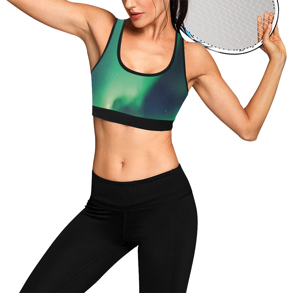 Aurora Borealis Pattern Print Design 04 Sports Bra