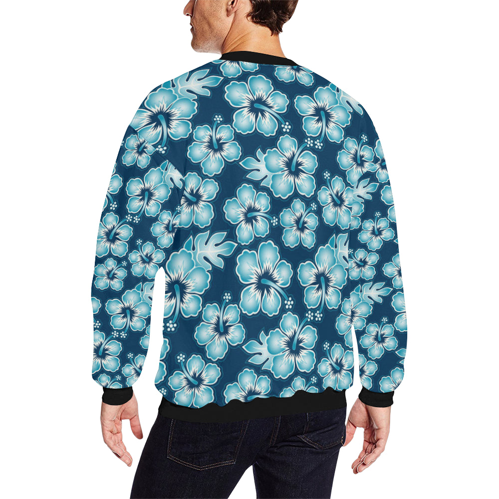 Blue Hibiscus Pattern Print Design HB011 Men Long Sleeve Sweatshirt