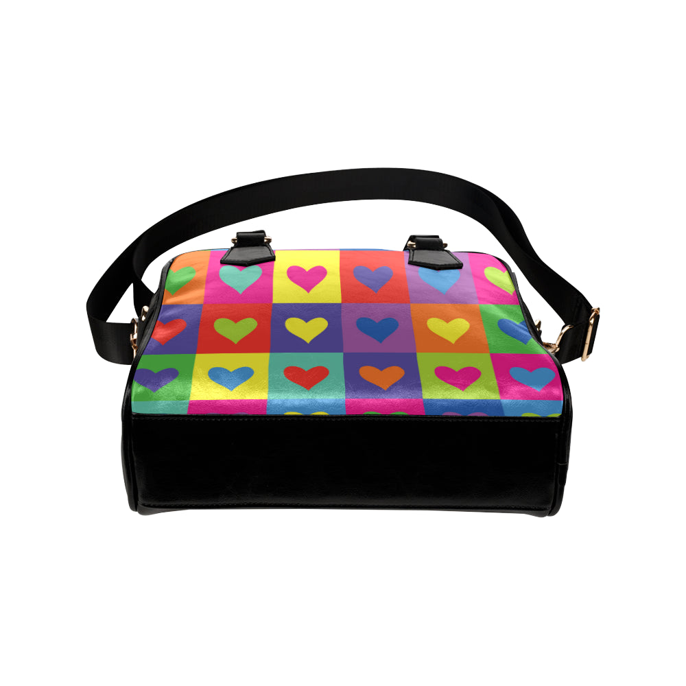 Pop Art Heart Pattern Print Design A01 Shoulder Handbag
