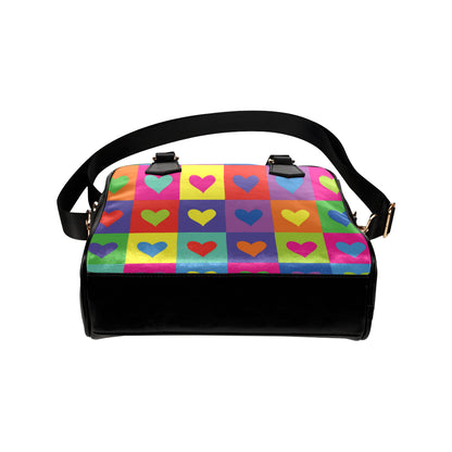 Pop Art Heart Pattern Print Design A01 Shoulder Handbag
