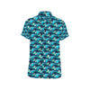 Beach Wave Design Print Men's Short Sleeve Button Up Shirt