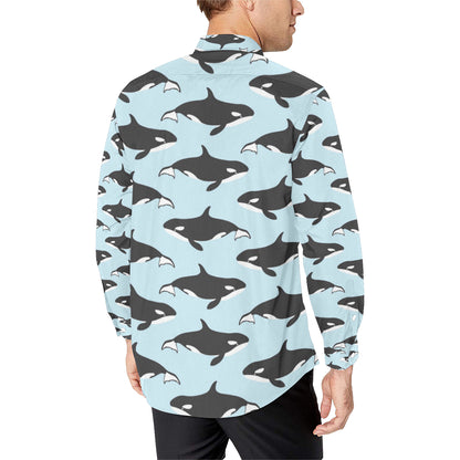 Killer Whale Pattern Print Design 01 Men's Long Sleeve Shirt