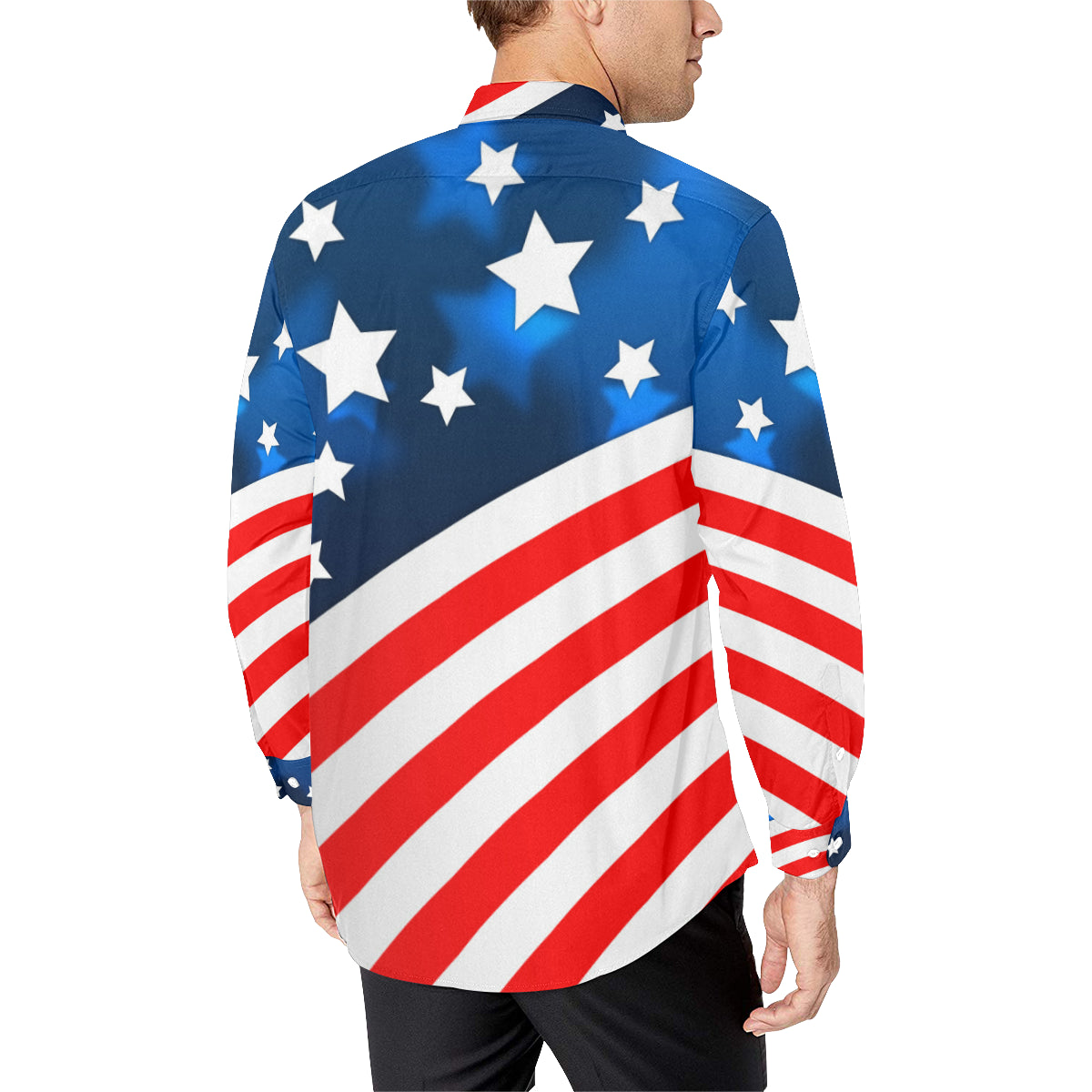 American flag Style Men's Long Sleeve Shirt