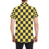 Checkered Yellow Pattern Print Design 03 Men's Short Sleeve Button Up Shirt