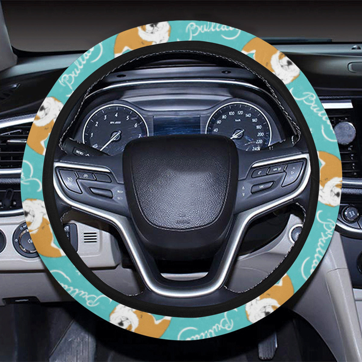 Bulldogs Pattern Print Design 05 Steering Wheel Cover with Elastic Edge