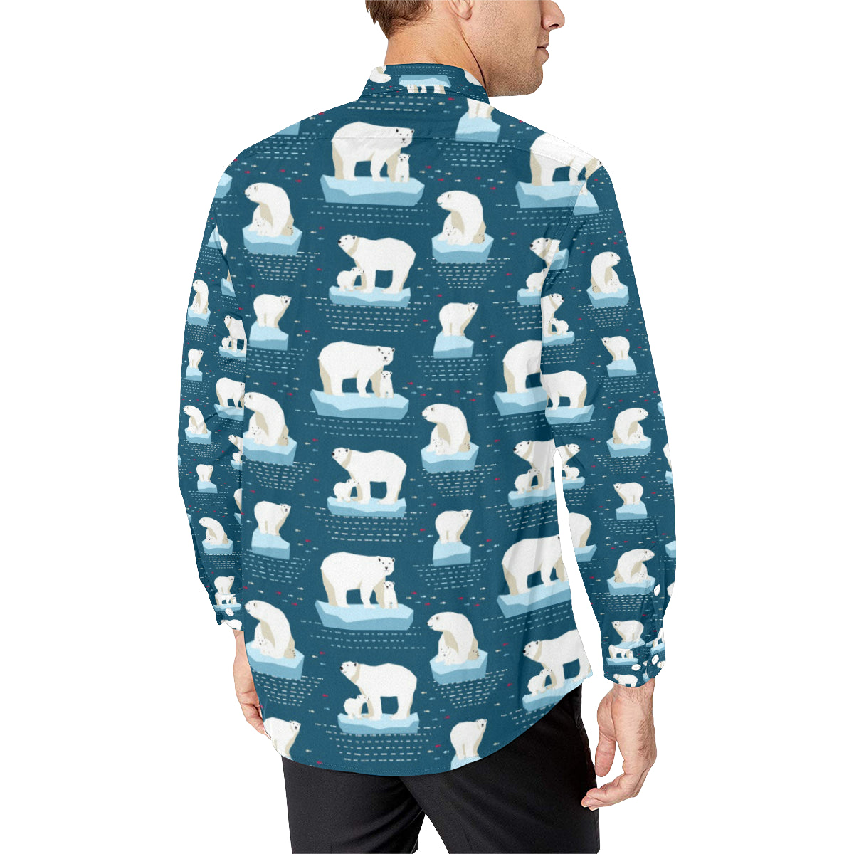 Polar Bear Pattern Print Design PB02 Men's Long Sleeve Shirt