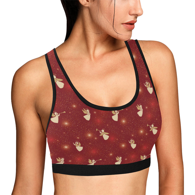 Angel Pattern Print Design 07 Sports Bra