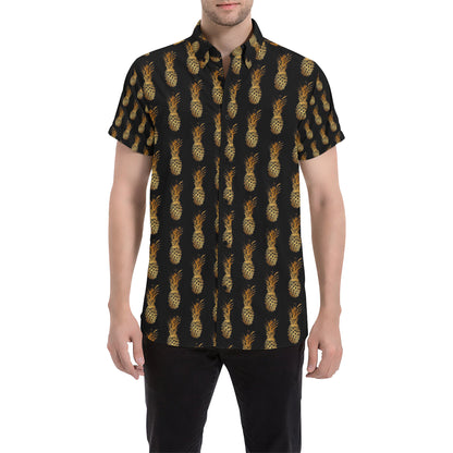 Pineapple Pattern Print Design A02 Men's Short Sleeve Button Up Shirt