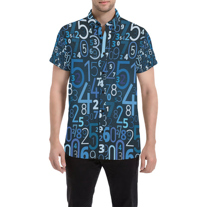 Number Pattern Print Design A02 Men's Short Sleeve Button Up Shirt