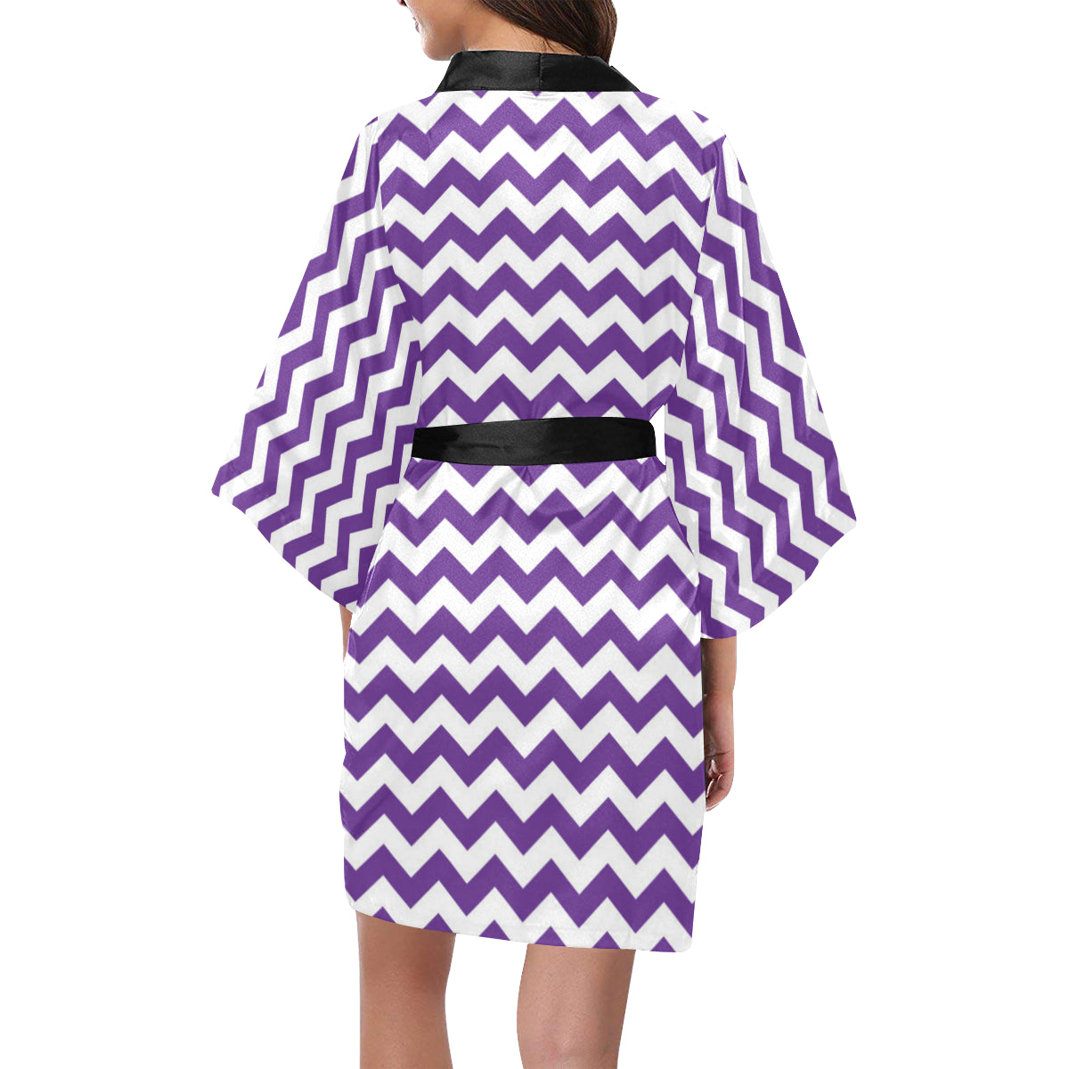 Chevron Purple Pattern Print Design 03 Women's Short Kimono