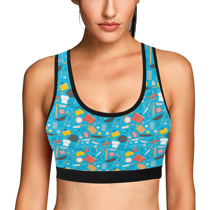Cooking Kitchen Tools Pattern Print Design 03 Sports Bra