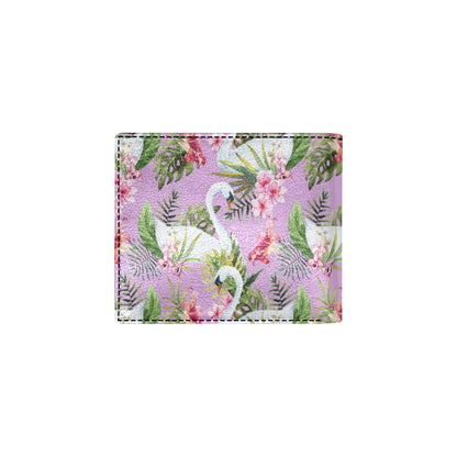 Swan with Flower Pattern Print Design 01 Men's ID Card Wallet