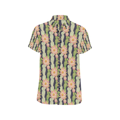 Cactus Pattern Print Design 01 Men's Short Sleeve Button Up Shirt