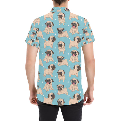 Pug Pattern Print Design A03 Men's Short Sleeve Button Up Shirt