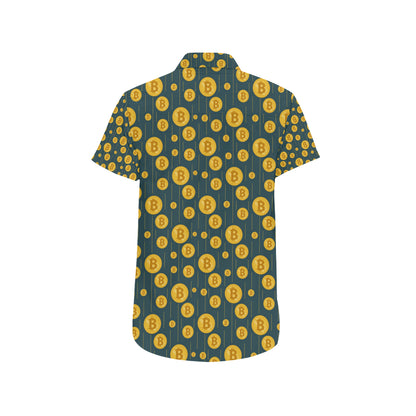 Bitcoin Pattern Print Design 01 Men's Short Sleeve Button Up Shirt