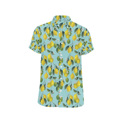 Lemon Pattern Print Design LM05 Men's Short Sleeve Button Up Shirt