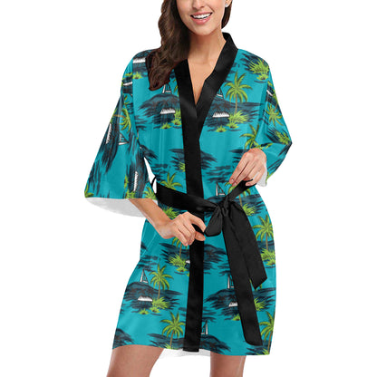 Pacific island Pattern Print Design A01 Women's Short Kimono