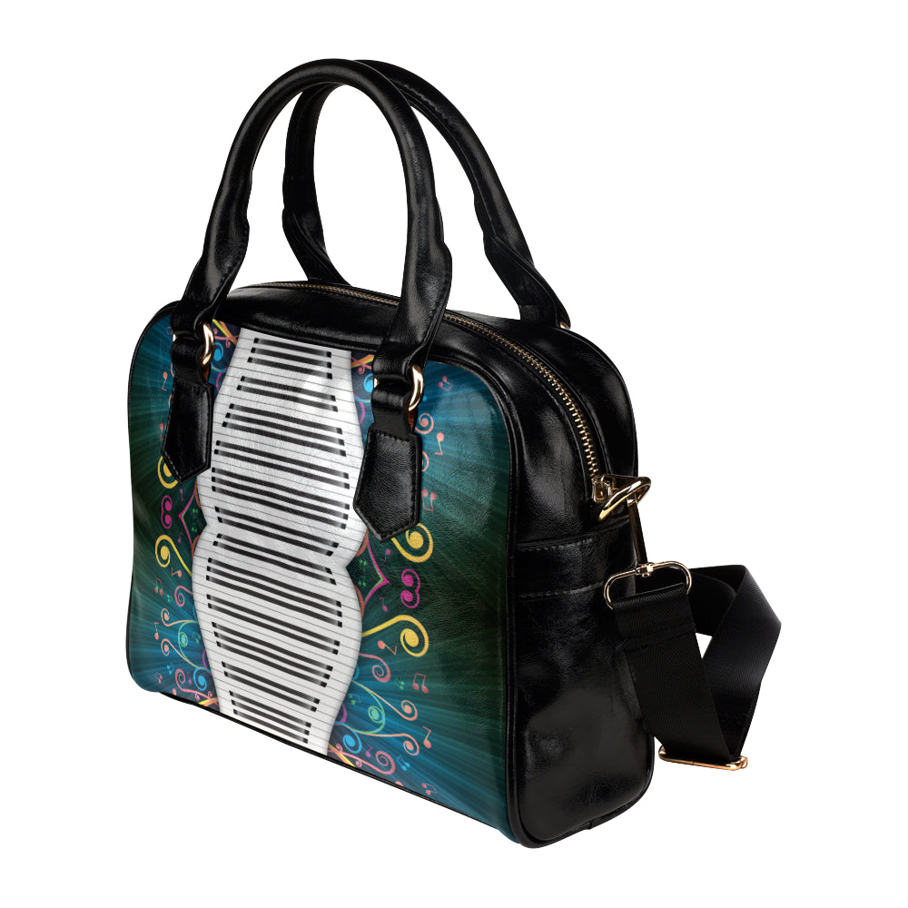Piano Pattern Print Design 01 Shoulder Handbag