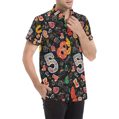 Number Pattern Print Design A03 Men's Short Sleeve Button Up Shirt