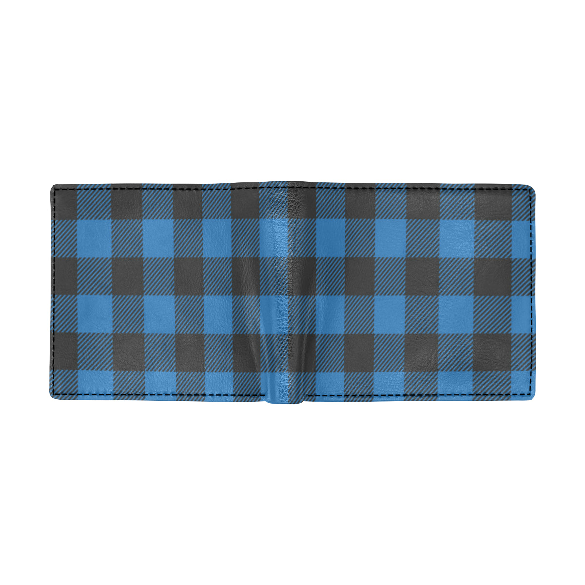 Buffalo check Blue Pattern Print Design 03 Men's ID Card Wallet