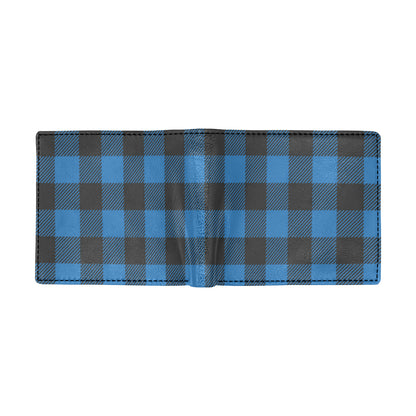 Buffalo check Blue Pattern Print Design 03 Men's ID Card Wallet