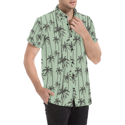 Palm Tree Pattern Print Design A04 Men's Short Sleeve Button Up Shirt