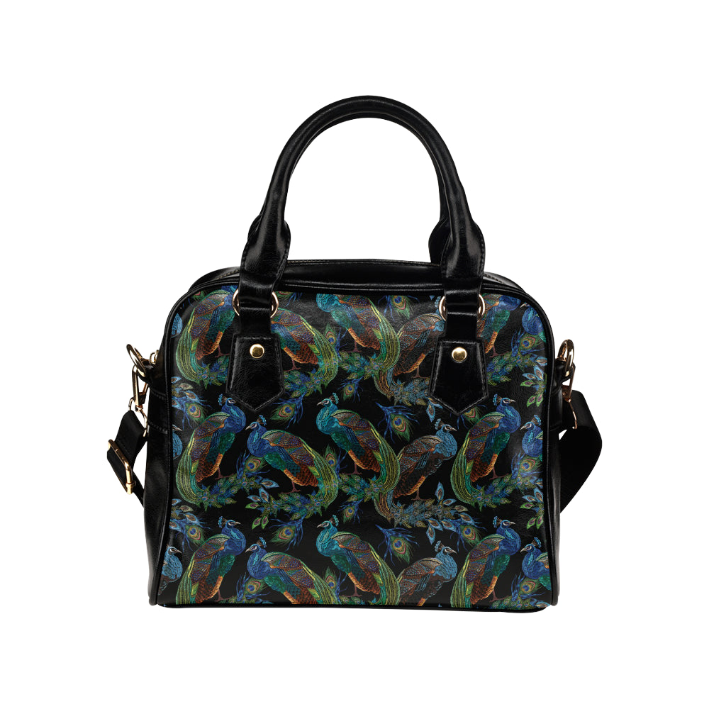 Peacock Pattern Print Design A04 Shoulder Handbag