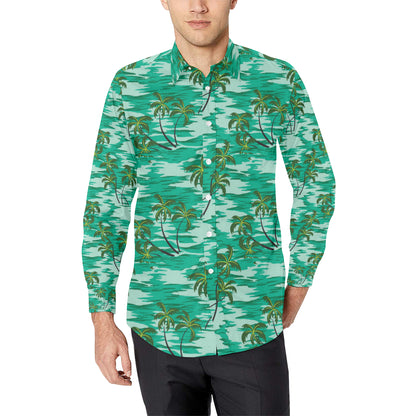 Palm Tree Pattern Print Design A01 Men's Long Sleeve Shirt