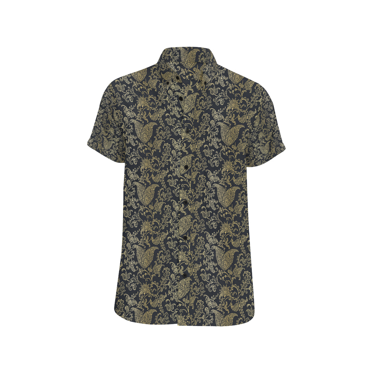 Brocade Pattern Print Design 04 Men's Short Sleeve Button Up Shirt