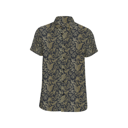 Brocade Pattern Print Design 04 Men's Short Sleeve Button Up Shirt