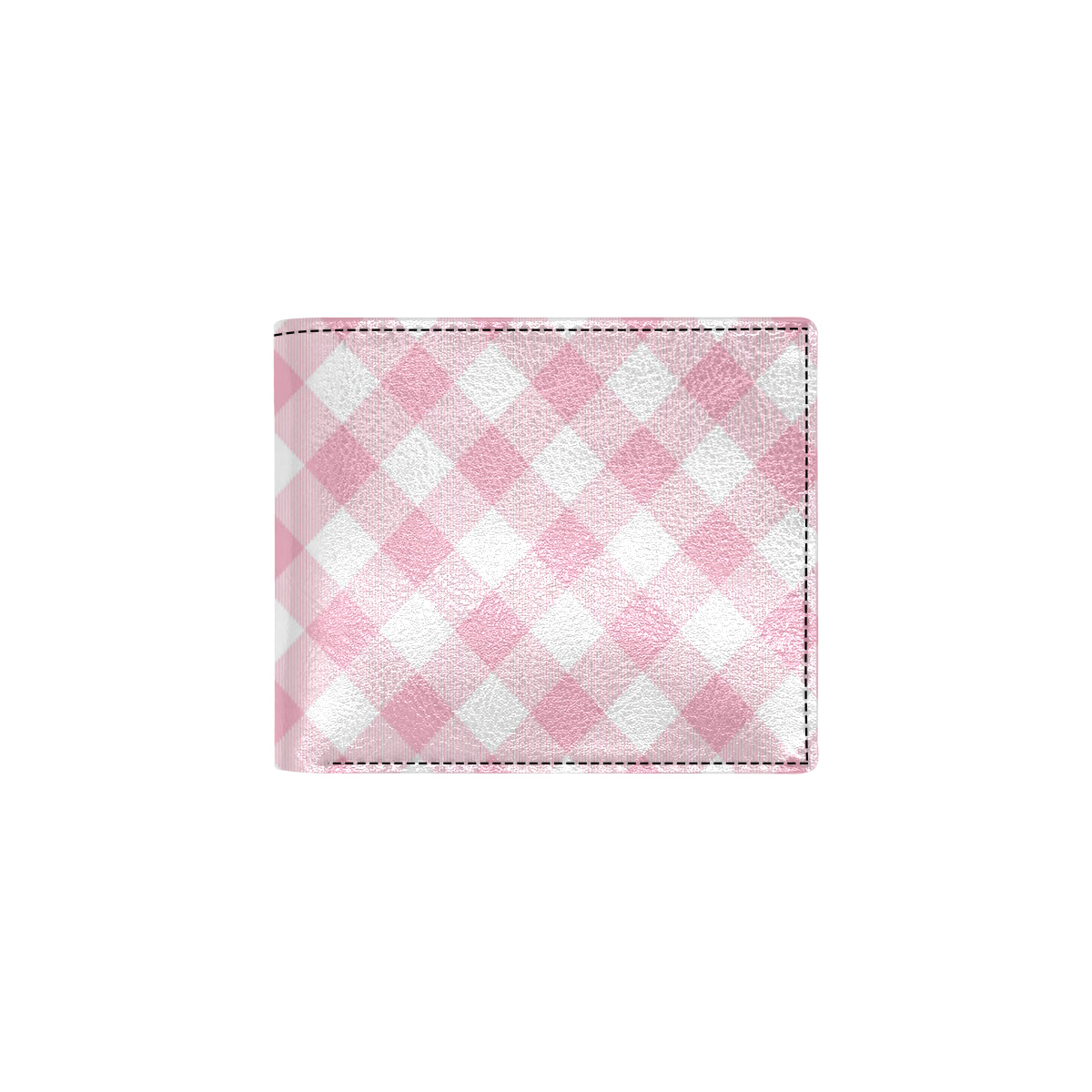 Gingham Pink Pattern Print Design 02 Men's ID Card Wallet