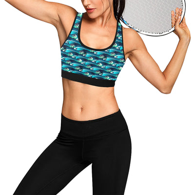 Beach Wave Design Print Sports Bra