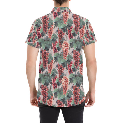 Grape Pattern Print Design GP01 Men's Short Sleeve Button Up Shirt