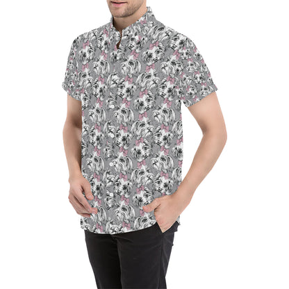 Maltese Pattern Print Design 01 Men's Short Sleeve Button Up Shirt