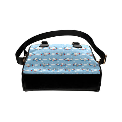 Airplane Cartoon Pattern Print Design 07 Shoulder Handbag