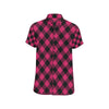 Buffalo check Pink Pattern Print Design 01 Men's Short Sleeve Button Up Shirt