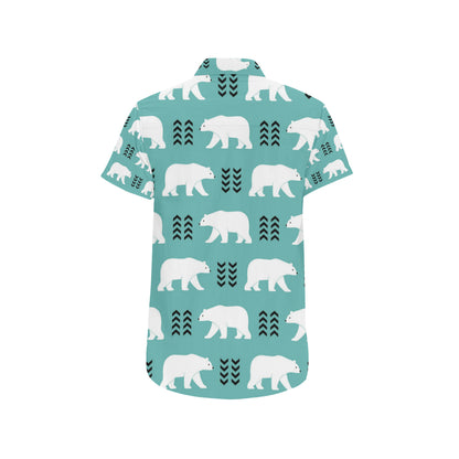 Polar Bear Pattern Print Design A05 Men's Short Sleeve Button Up Shirt