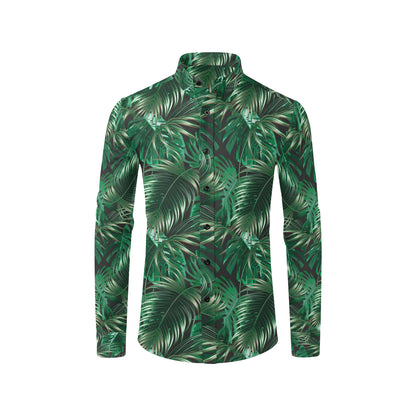 Tropical Flower Pattern Print Design TF012 Men's Long Sleeve Shirt