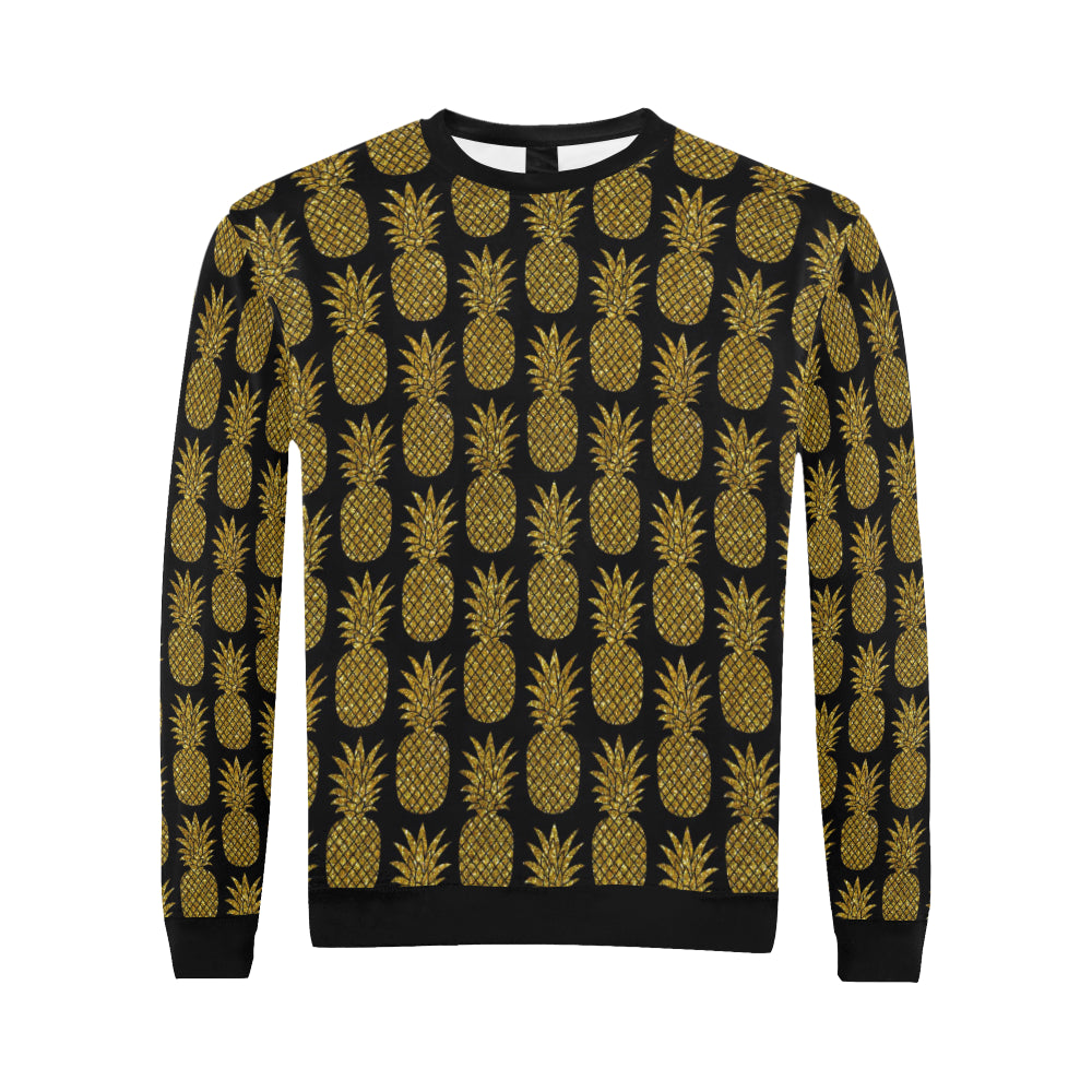 Gold Pineapple Pattern Print Design PP011 Men Long Sleeve Sweatshirt