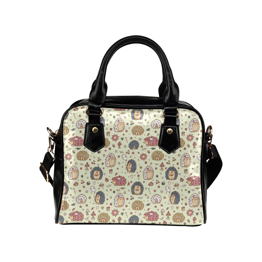 Hedgehog Cute Pattern Print Design 01 Shoulder Handbag