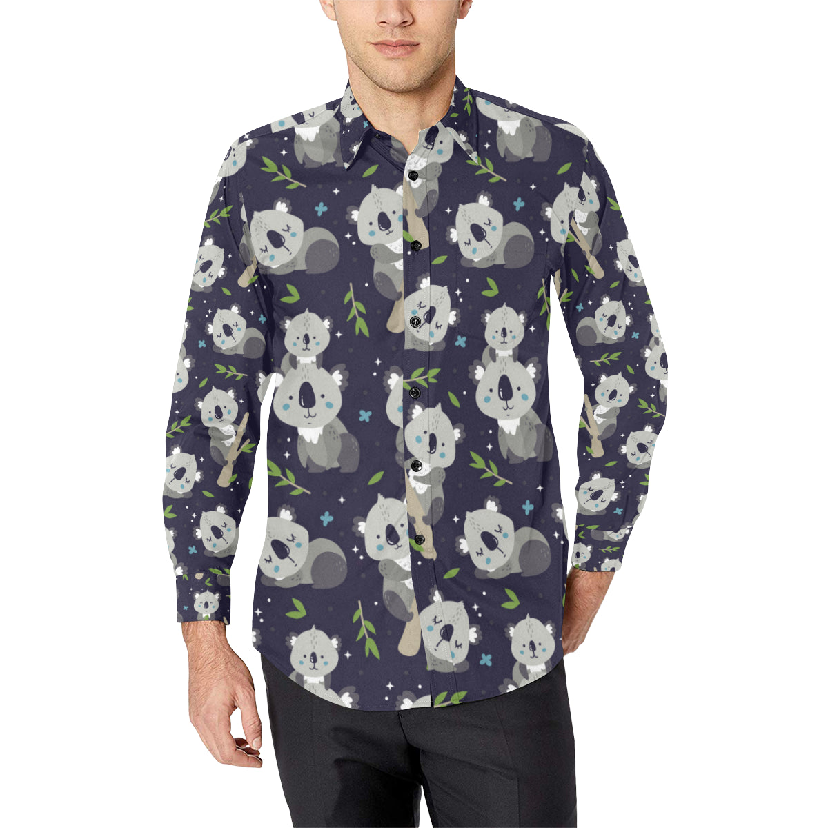 Koala Pattern Print Design 04 Men's Long Sleeve Shirt