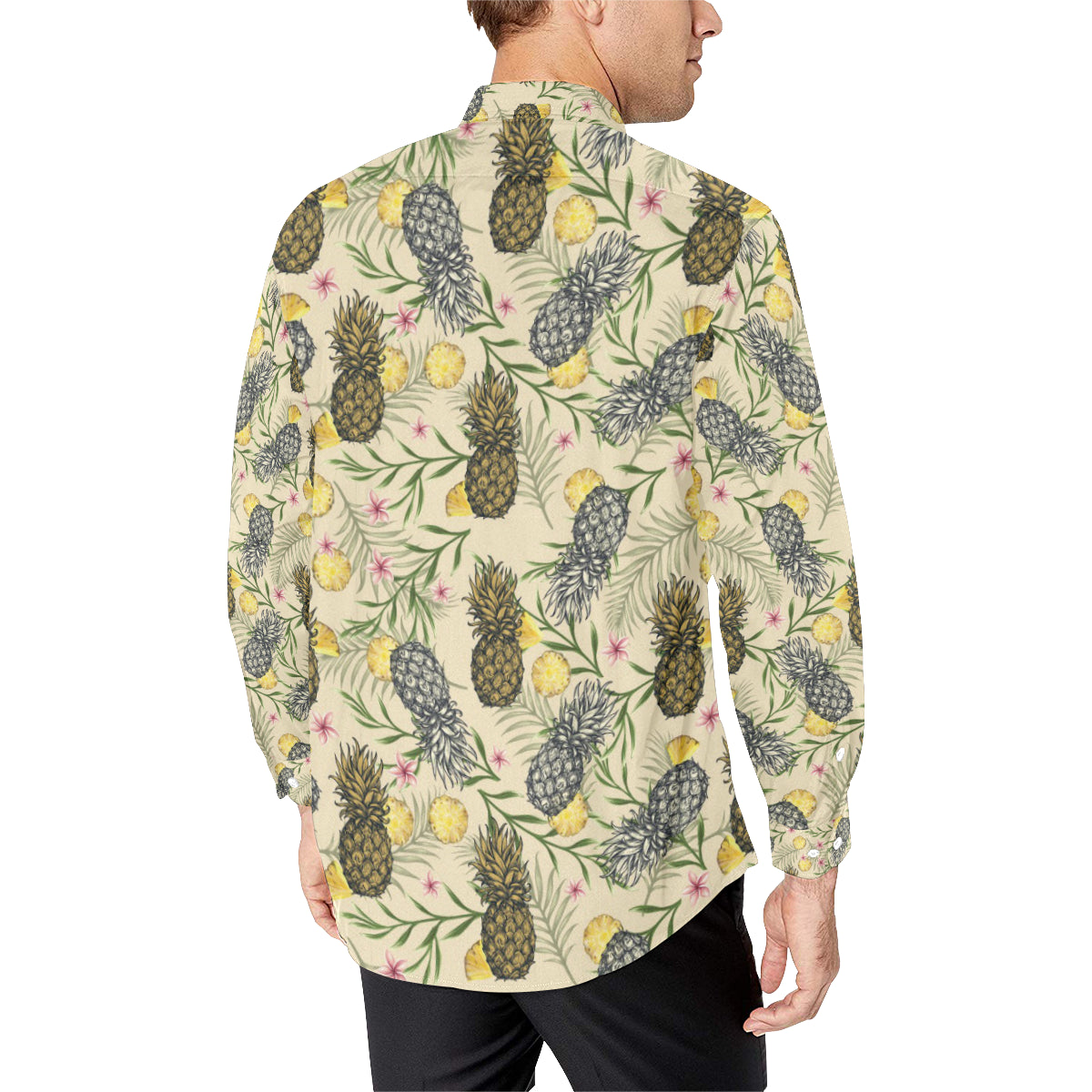 Pineapple Pattern Print Design PP012 Men's Long Sleeve Shirt
